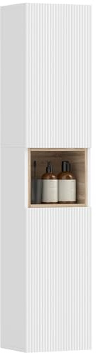 HOMCOM Badezimmerschrank mit 2 Soft-Close-Türen, 30 x 24 x 140 cm, Weiß