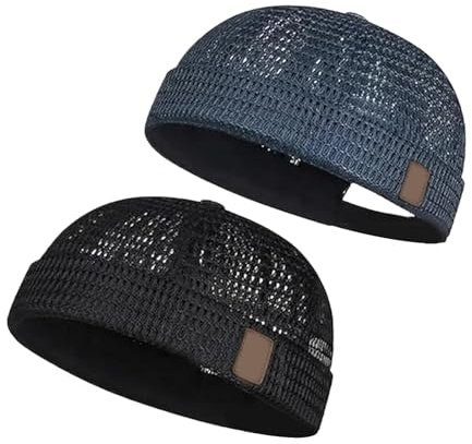 Docker-hatt - Brättelösa Hattar, 2-delad Justerbar Rem Beanie-huvudbonad, Skallhuvud Justerbar Hiphop-hatt För Cykling Motorcykel Biker Byggarbete Mode Utomhussportaktiviteter