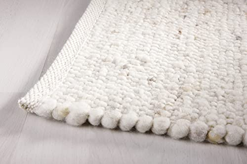 Taracarpet Moderner Landhaus Teppich Handwebteppich Fjord aus hochwertiger Schurwolle beidseitig legbar echte Handarbeit Farbe 1 Natur meliert 300x400 cm