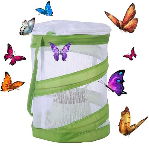 Insekt und Schmetterling Habitat Käfig, Tragbar Faltbar Schmetterlingskäfig Insektenzuchtnetzkäfig, Zusammenklappbarer Zuchtkäfig, für Schmetterlinge Spinnen Würmer Käfer Reptilien, Geschenkidee