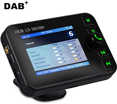 Car DAB Radio, 2.4 Inch Color LCD Bluetooth FM Transmitters, 170-240MHz DAB / 87.5-108MHz FM, Hands-free Call, Portable Digital Radio Receiver Car Kit MP3 Music Player