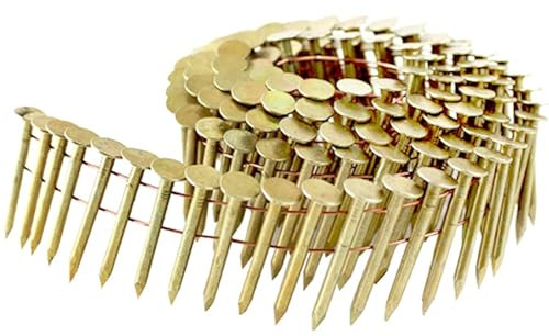 meite Coil Roofing Nails 1-Inch x .120-Inch Electro Galvanized 15 Degree Full Round Head Coil Nails for Roofing Nailer, Wire-Weld Collated Roofing Nails for Roof Lathing Sheathing 2,880 PCS