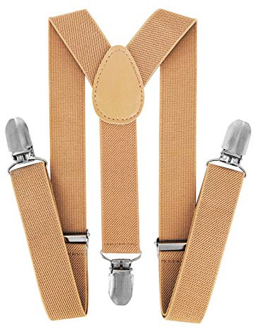 axy Kinder Jungen Hosenträger-Y Form breit 2,5 cm mit 3 Starken Clips, kombinierbar mit Fliege - Uni Farben HTK25-1
