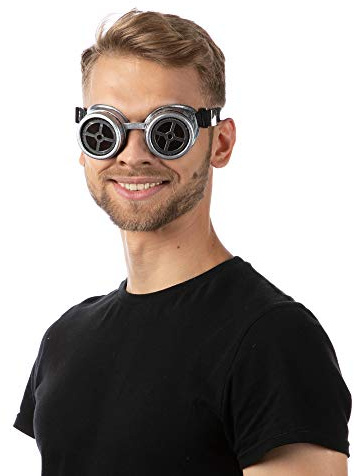 Stylex Party Ltd Silver Cross Steampunk-Brille, Spike-Brille, Cyber-Schweißen, Punk, Gothic