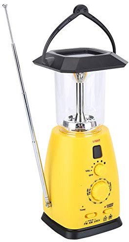 Linterna de camping 4 en 1, luz solar LED recargable por USB para exteriores, linterna de manivela, lámpara de antorcha para tienda con radio AM/FM, cargador de teléfono de emergencia, lámpara de camp