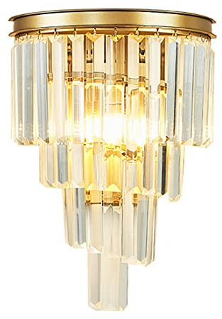Wandleuchte Flur LED Kristall, Warmes Licht, Golden Design Kristalllampe Modern, Ø31*29*40cm, Kreativ Korridor-lampe, Wandspots 2-flammig E14, Leseleuchte für Schlafzimmer, Wohnzimmer, Büro, Treppen