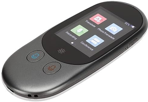 Sprachübersetzergerät, Klassisches Sprachübersetzergerät, 2,4-Zoll-Touchscreen Echtzeit-Zwei-Wege-Übersetzung Tragbarer Intelligenter Sprachübersetzer für Ohrhörer, Zwei-Wege-Sprache,(Grau)