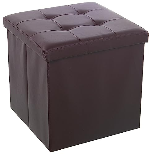 DRW Puf pegable con almacenaje 45x45x45 cm (Marron Polipiel)
