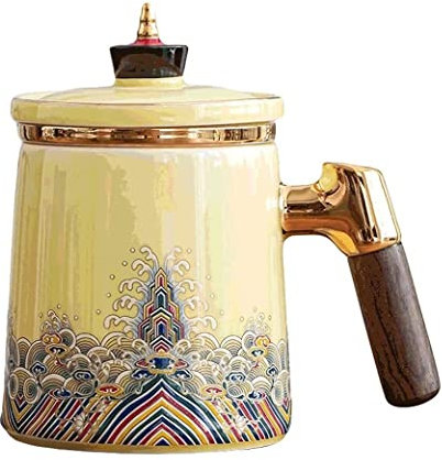 Tazzine Caffè Tazza da Caffè Tazza di Tè Tazza Da Caffè In Stile Cinese Classico Con Coperchio, Tazza Da Caffè Multifunzionale In Ceramica Da 400 Ml, Divertente Tazza Da Tè Con Filtro Tazzine di Caffe