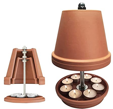 Kerzenheizer, Teelichtofen, Doppelwandiger Teelichtofen Zum Heizen, Großer Keramik Teelichtheizer, Kerzenofen, Kerzenheizset für Wohnzimmer, Schlafzimmer, Büro, Arbeitszimmer