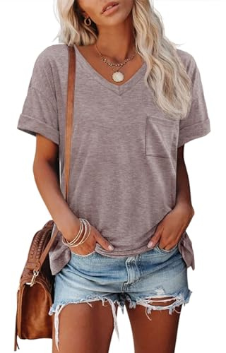 ATHMILE Womens Tops Short Sleeve Shirts for Women 2024 Valentines Day Shirts Summer Casual T Shirts Gray Purple