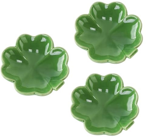 Zerodeko 3pièces Plateau Céramique Forme De Trèfle Pour Bijoux Support Décoratif Pour Bagues Et Accessoires Rangement Pratique Pour Maison Et Bureau