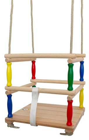 Emwe 24268 Balançoire en bois pour bébé Hauteur réglable Charge maximale 40 kg