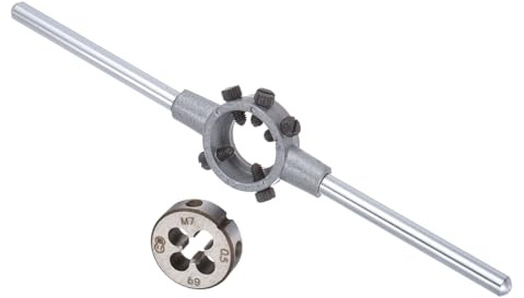 CoCud Juego de Mango de Terraja Terraja de Rosca M7x0.5 para 25mm de Diámetro Exterior/Kit de Llave para Terrajas M7-M9 - (Aplicaciones: para Reparación de Roscas) 1 Juego