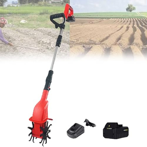Ostreemaner Motozappe Elettriche, Motozappa/Coltivatore da Giardino, Motozappa da Giardino con Regolazione della Maniglia da 97-127 Cm con Batteria Ricaricabile E Caricabatterie da 4000 mAh,4000mA×1