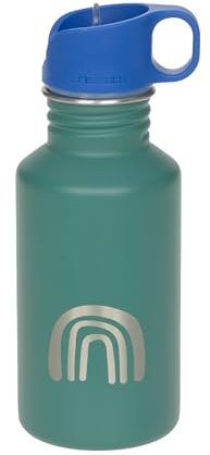LÄSSIG Trinkflasche Edelstahlflasche BPA-frei 500ml Kinder Kita Kindergarten auslaufsicher mit Sporttrinkverschluss/Bottle Stainless Steel Little Gang Rainbow green