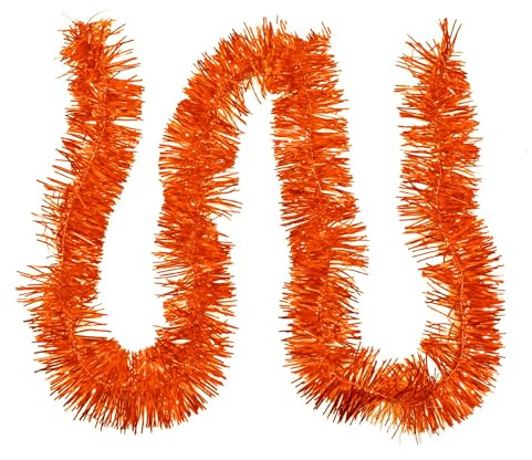 20m Weihnachtsgirlande Lametta-Girlande, Glänzend Metallic Tinsel Girlande Weihnachtsbaum Girlande Weihnachtsdeko Hängedeko für Halloween Silvester Party Karneval Fasching Deko Geburtstagsdeko, Orange