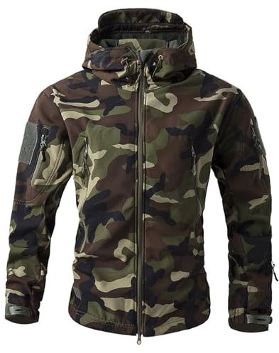 Generisch Camouflage Jacke Herren Taktische Jacket Military Tarnkleidung, Bunwehr Jacke Leichte Militär Camouflage Jagdjacke Herren Armee Parka Outdoor Jagdbekleidung L
