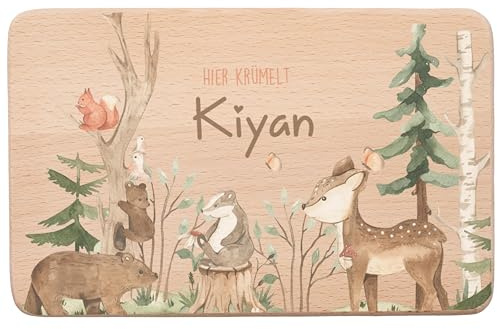 MINIHELDEN - Frühstücksbrettchen Holz, Schneidebrett klein mit Namen, Schadstoffreier Druck, Brettchen als personalisierte Geschenke Baby, Taufgeschenke für Mädchen & Jungen [22x14 cm]