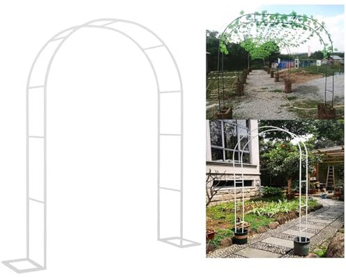 Arche de jardin en métal pour plantes grimpantes et fleurs - Arche de jardin pour pelouse, fête, cérémonie - Blanc - 3,5 x 2,2 x 0,4 m