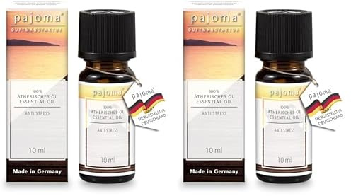 pajoma® Duftöl 10 ml, Anti-Stress | 100% Naturrein Ätherisches Öl für Aromatherapie, Duftlampe, Aroma Diffuser, Massage, Naturkosmetik | Premium Qualität (Packung mit 2)