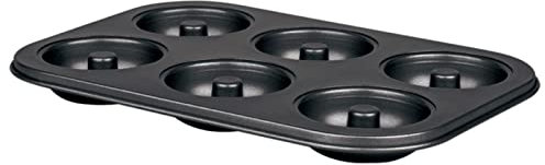 Acan Tradineur - Stampo in acciaio per 6 ciambelle, superficie antiaderente, vassoio per cuocere ciambelle, pasticceria, dessert, 26,3 x 18 x 2,5 cm