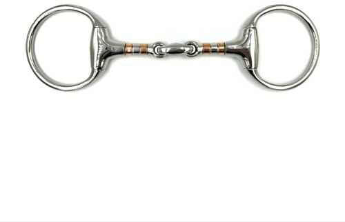 Equine Smile ES0086 Gebiss Olivenkopfgebiss Olivenkopftrense Einfach Gebrochen mit beschichteter Kupferrolle aus Edelstahl Ringdurchmesser 70 mm Gebissstärke 21 mm (12.5 cm)