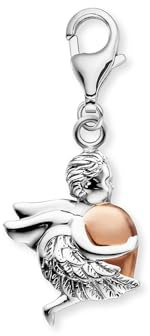 Engelsrufer Damen Charm Anhänger Engel mit Herzflügel Symbol Bicolor aus Sterling Silber - Karabinerverschluss - nickelfrei