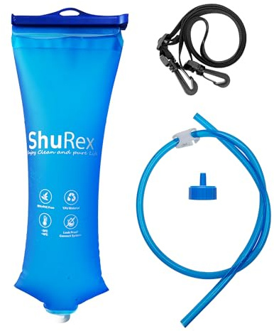 Shurex Gravity-Fed Water Bag for Sawyer Water Filtration System Survival Water Filter Straw, Compatible with LifeStraw and Other Water Filter Straw, Foldable, BPA-Free (3L)