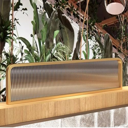 HEFJIAYCIQ Arbeitsplatte Trennwand, Metallrahmen Gehärtetes Glas Kommerzielle Trennwand, Sichtschutzpaneele Für Büro, Restaurant, Hotel,Gold,80x30cm