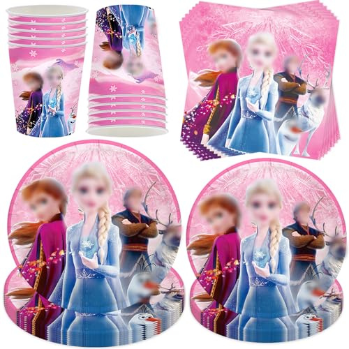 50 Stück Partygeschirr Set,Kindergeburtstag Geschirr Set,Partygeschirr Geburtstag,Geburtstag Deko,Deko Partyzubehör Pappteller Set Mit Teller Becher Servietten,Party Geschirr für 10 Gäste