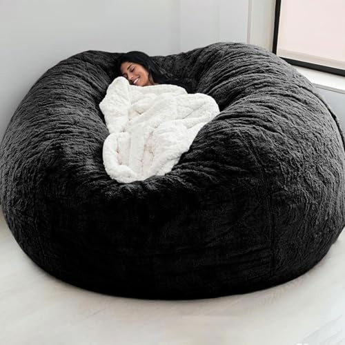 GWFBLID Sittsäck stolskydd (endast skydd, ingen fyllning), stor rund mjuk fluffig tvättbar sittsäck sengångare soffa påslakan för vuxna vardagsrum sovrum möbelskydd