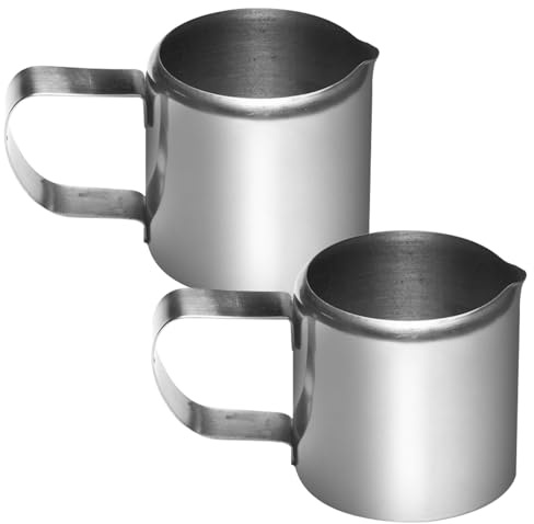 Gatuida 2 piezas Jarras de Leche Mini Inoxidable Portadora de Salsa para Café Espresso Diseño Práctico y Antidesbordamiento para Cafeterías y Uso Doméstico