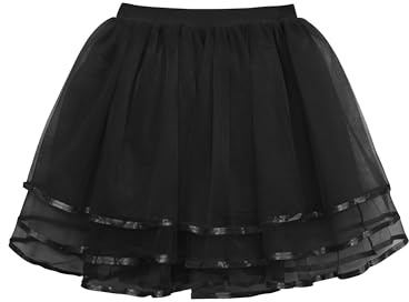Wikoan Enaguas Suaves para Mujer Faldas con Volumen Petticoat de Encaje Faldas de Baile para Fiestas,Negro,L/XL