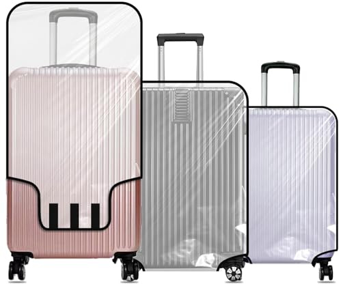 SHENLIU 3 Pcs Thicken Clear Luggage Cover Protector, 20 24 28 Waterproof Luggage Covers for Suitcase Clear PVC Dustproof Anti-scratch Travel Suitcase Covers Case for Travel Wheeled Luggages