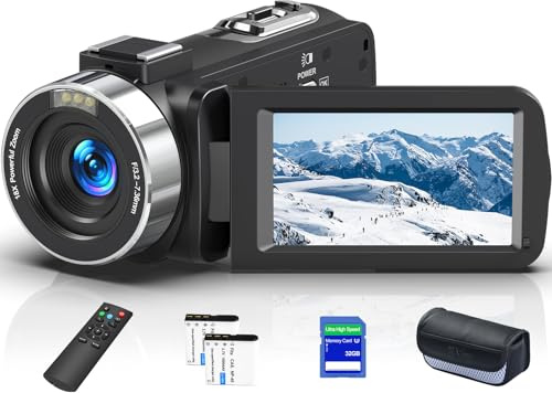 Delmodes Caméra vidéo 8K 64MP Caméscope 18X Zoom Numérique IR Vision Nocturne Vlogging Caméra de Vlogging 3,0 pouces UHD Écran tactile WiFi Caméra vidéo pour YouTube avec carte SD, télécommande 2,4G