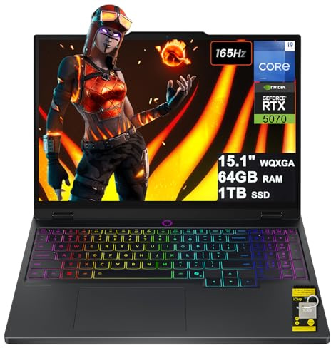 Lenovo Legion 5i - Computer portatile da gioco con tecnologia AI da 15 WQXGA 2560x1600 OLED 165Hz Intel 24-core i9-14900HX 64GB RAM 1TB SSD GeForce RTX 5070 DLSS4 (fino a 798 top AI) RGB