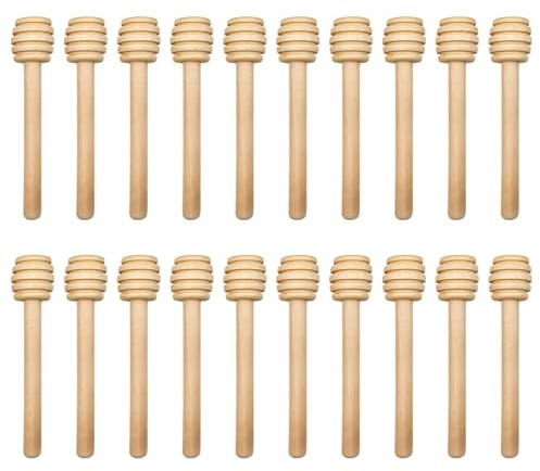 Packool Food Safe Wood, Smooth, Comfortable Grip, Great for Honey, Jam, Tea and Coffee, 3.5 in / 8.9 cm Length, 20 Pcs of Honey Dipper Sticks, Wooden Honey Stirring Sticks