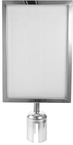 FELTECHELECTR 2pcs Barrier Sign Holder: 17 Portrait Top Stand Poster Landscape Display | Crowd Control & Queue Barrier | Signboard For Stanchions Silver