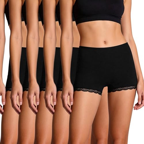 Marvmys Culotte Femme Coton Shorty Taille Moyenne Slip Billet Doux Sport Extensibles Décontracté Boxer sous-Vêtements Lot de Plusieurs Pièces S-XXL