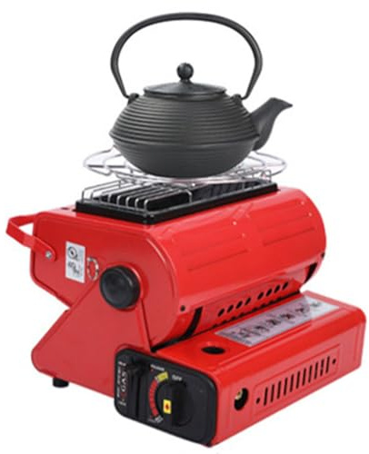 Chauffage à gaz portable – Mini réchaud de camping avec température réglable, brûleur au butane 2 en 1 avec poignée pour camping, randonnée, pêche et excursions de ski
