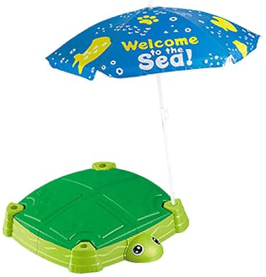 LeeQinersw Sabbiera con Coperchio e ombrellone, Gioco sensoriale, Gioco d'Acqua, Leggera per Bambini, bacinella di Sabbia con Copertura per Giardino, Interni, Tartaruga