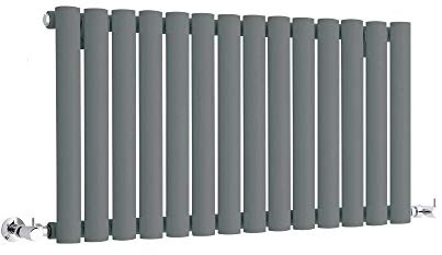 MILANO Anthracite Horizontal Single Oval Panel Radiator 400 x 826mm