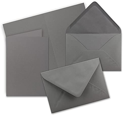 50x DIN B6 Faltkarten Set mit Umschlägen - Graphit (Grau) - 115 x 170 mm - ideal für Einladungskarten, Hochzeit, Taufe, Kommunion, Konfirmation - Marke: FarbenFroh