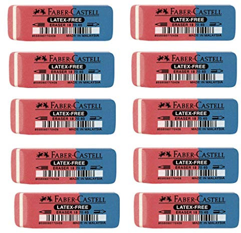 Faber-Castell 187040 - Radierer Latex-Free, Tinte/Blei, 7070-40 (Radierer, 10 Stück)