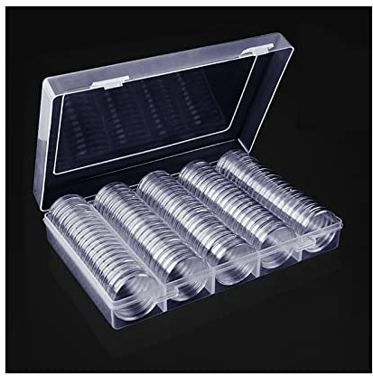 Kulannder 100 Pieces Coin Capsules, Round Plastic Holder Case Coin Container Case with Storage Organizer Box for Coin Collection Supplies ( 30mm )