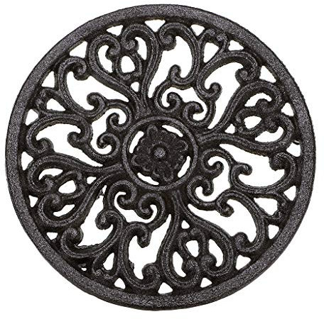 Sumnacon Cast Iron Trivet Decorative Round Trivet Mat Hot Pot Holder Pads with Vintage Pattern