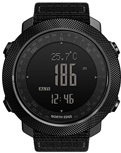 Orologio militare da uomo Sport all'aria aperta 50 M da polso impermeabile con Orologio bussola Cronometro Altimetro Misurazione altezza / pressione atmosferica Per corsa escursionistica (Black)