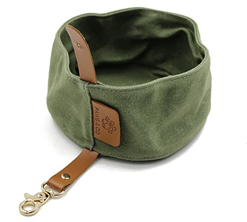Paws&Co Ciotola per bere in tela, pieghevole, da viaggio, 1 l (verde)
