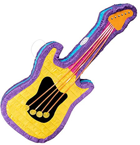 Boland - 30961 - Guitarra de piñata, tamaño 77 x 31 x 7,5 cm, instrumento musical, cumpleaños, decoración, juego de fiesta, regalo, Multicolor